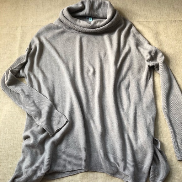 Susina Sweaters - Susina Thin Beige Curved Hem Cowl Neck Sweater